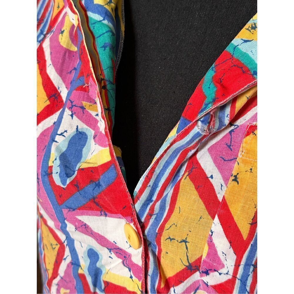 Bosumy Vintage Colourful Abstract Print Button Down Shirt Medium - Picture 3 of 8